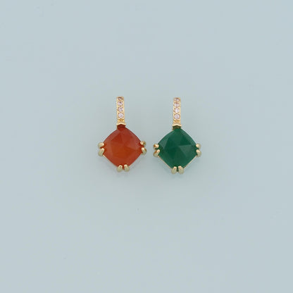 18K Gold Filled Rhombus Gem Pendant,Gem Charm Bracelet Necklace for DIY Jewelry Making Supply