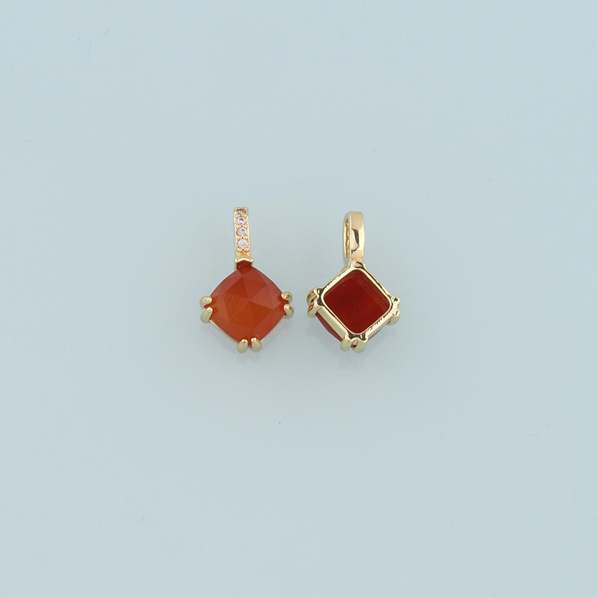 18K Gold Filled Rhombus Gem Pendant,Gem Charm Bracelet Necklace for DIY Jewelry Making Supply