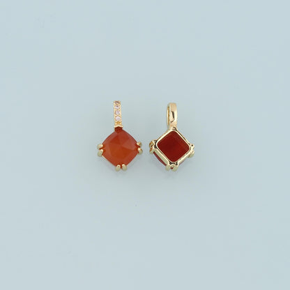 18K Gold Filled Rhombus Gem Pendant,Gem Charm Bracelet Necklace for DIY Jewelry Making Supply