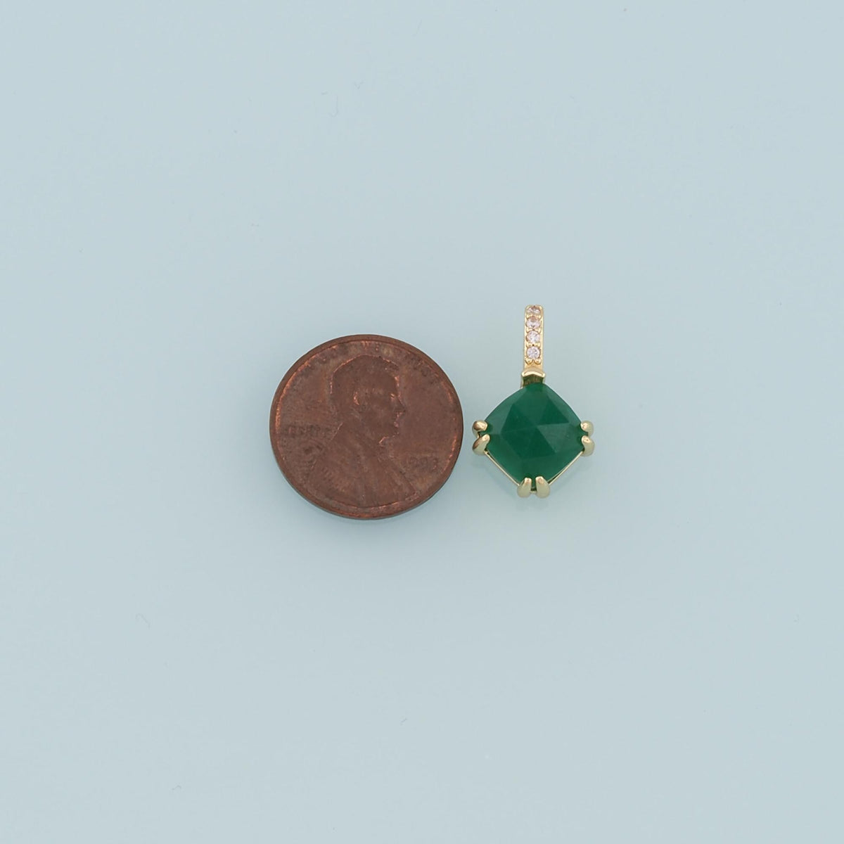 18K Gold Filled Rhombus Gem Pendant,Gem Charm Bracelet Necklace for DIY Jewelry Making Supply