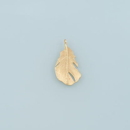 18K Gold Filled Leaf Pendant,Dainty Leaf Charm Bracelet Necklace for DIY Jewelry Making Supply