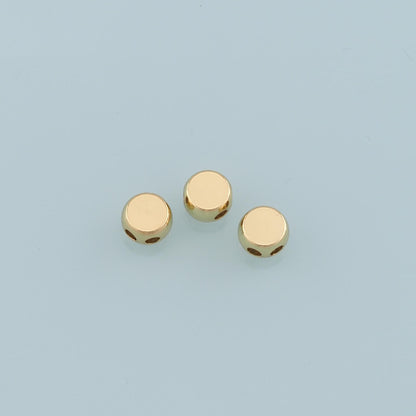 Gold Round Beads Charms,18K Gold Filled Round Flat Spacer beads Bracelet Necklace for DIY Jewelry Making Supply