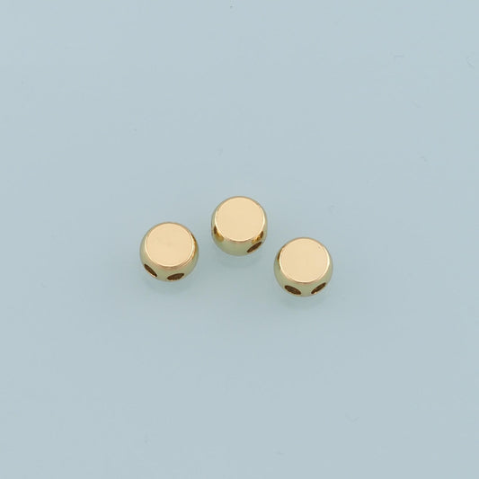Gold Round Beads Charms,18K Gold Filled Round Flat Spacer beads Bracelet Necklace for DIY Jewelry Making Supply