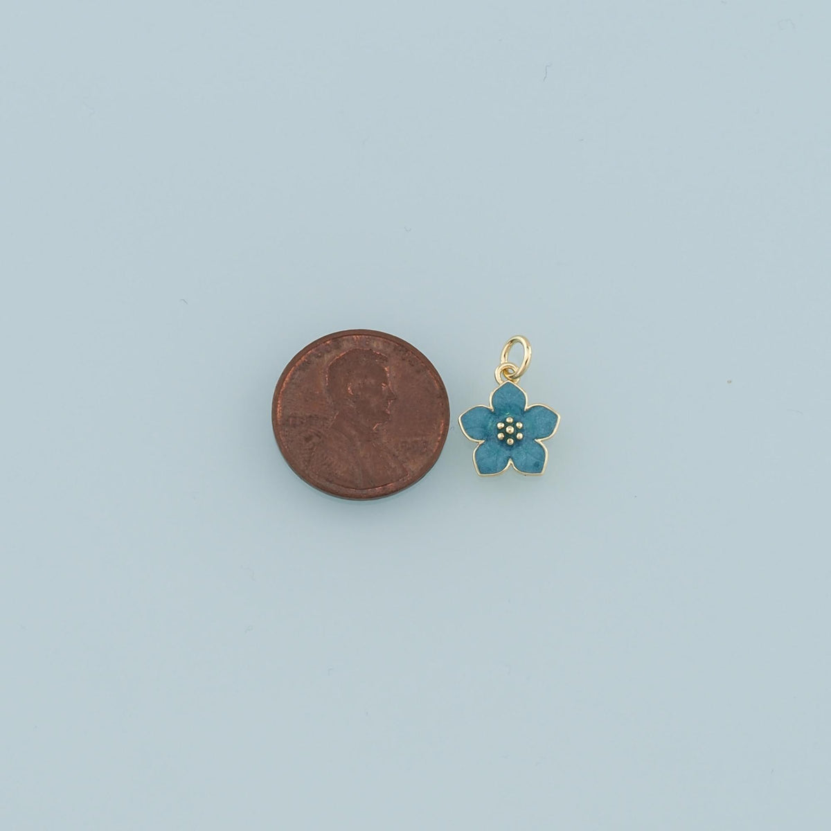 18K Gold Filled Enamel Flower Charm Pendant for Jewelry Making