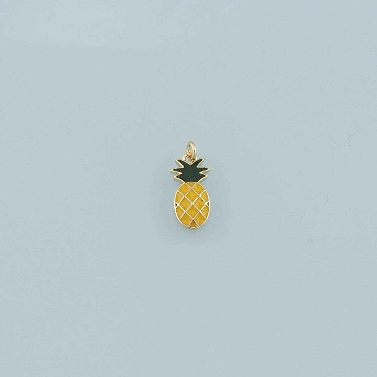 18K Gold Filled Pineapple Pendant,Enamel Fruit Charm Bracelet Necklace for DIY Jewelry Making Supply