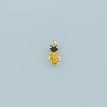 18K Gold Filled Pineapple Pendant,Enamel Fruit Charm Bracelet Necklace for DIY Jewelry Making Supply
