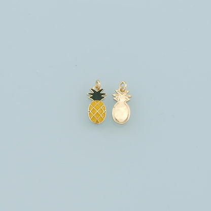 18K Gold Filled Pineapple Pendant,Enamel Fruit Charm Bracelet Necklace for DIY Jewelry Making Supply