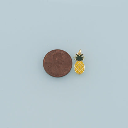 18K Gold Filled Pineapple Pendant,Enamel Fruit Charm Bracelet Necklace for DIY Jewelry Making Supply