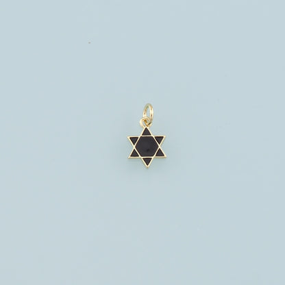 18K Gold Filled David Star Pendant,Enamel Star Charm Bracelet Necklace for DIY Jewelry Making Supply