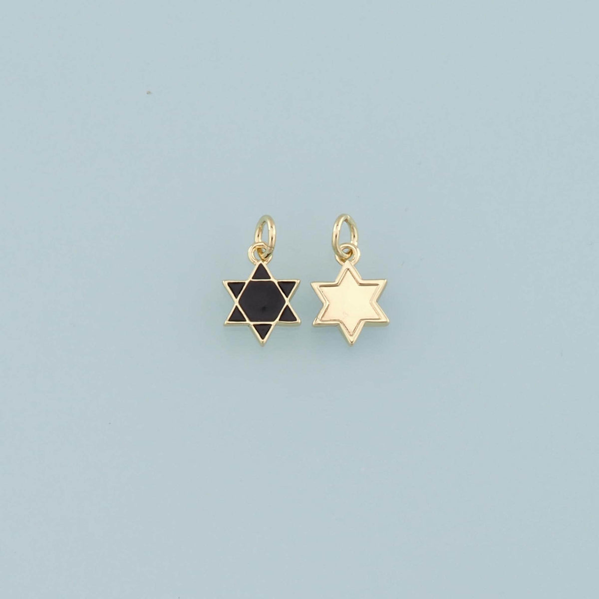 18K Gold Filled David Star Pendant,Enamel Star Charm Bracelet Necklace for DIY Jewelry Making Supply