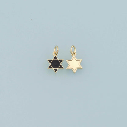 18K Gold Filled David Star Pendant,Enamel Star Charm Bracelet Necklace for DIY Jewelry Making Supply