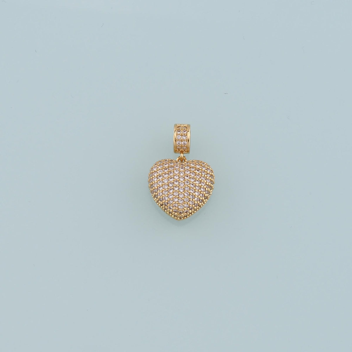 18K Gold Filled Heart CZ Charm Pendant for Jewelry Making