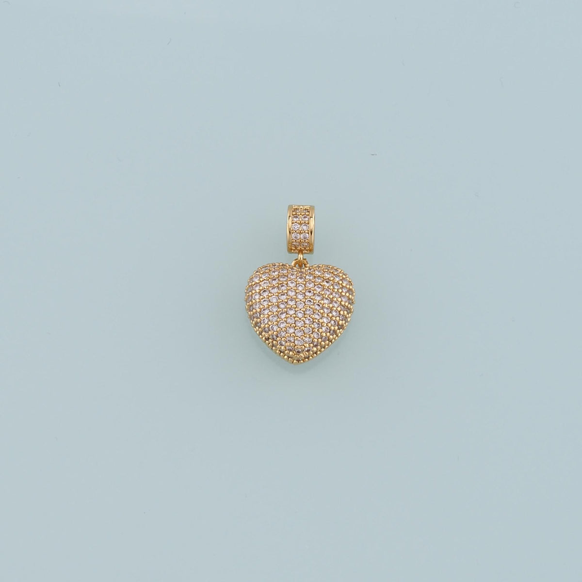 18K Gold Filled Heart Pendant,CZ Micro Pave Heart Charm Bracelet Necklace for DIY Jewelry Making Supply