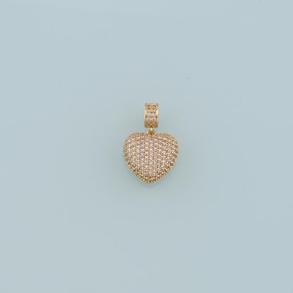18K Gold Filled Heart Pendant,CZ Micro Pave Heart Charm Bracelet Necklace for DIY Jewelry Making Supply