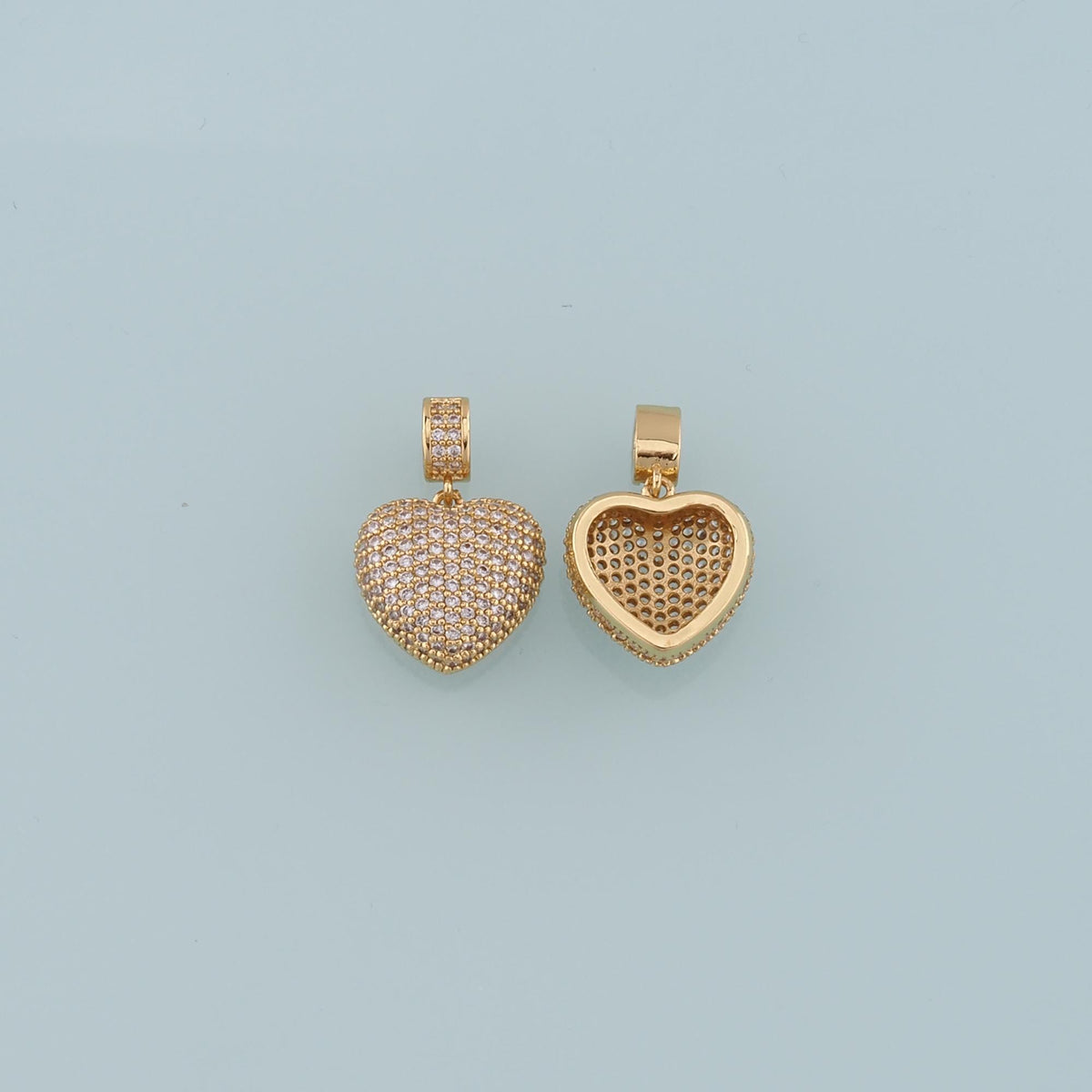 18K Gold Filled Heart CZ Charm Pendant for Jewelry Making