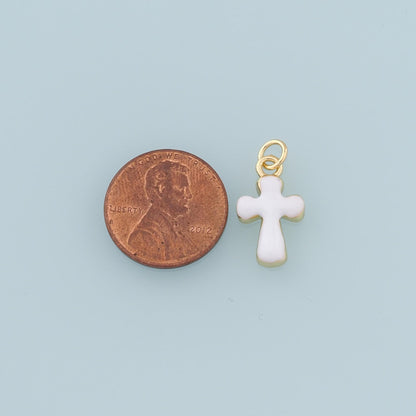 Gold Cross Charms,18K Gold Filled Enamel Cross Pendant,Protect Religious Charm Bracelet Necklace for DIY Jewelry Making Suppl