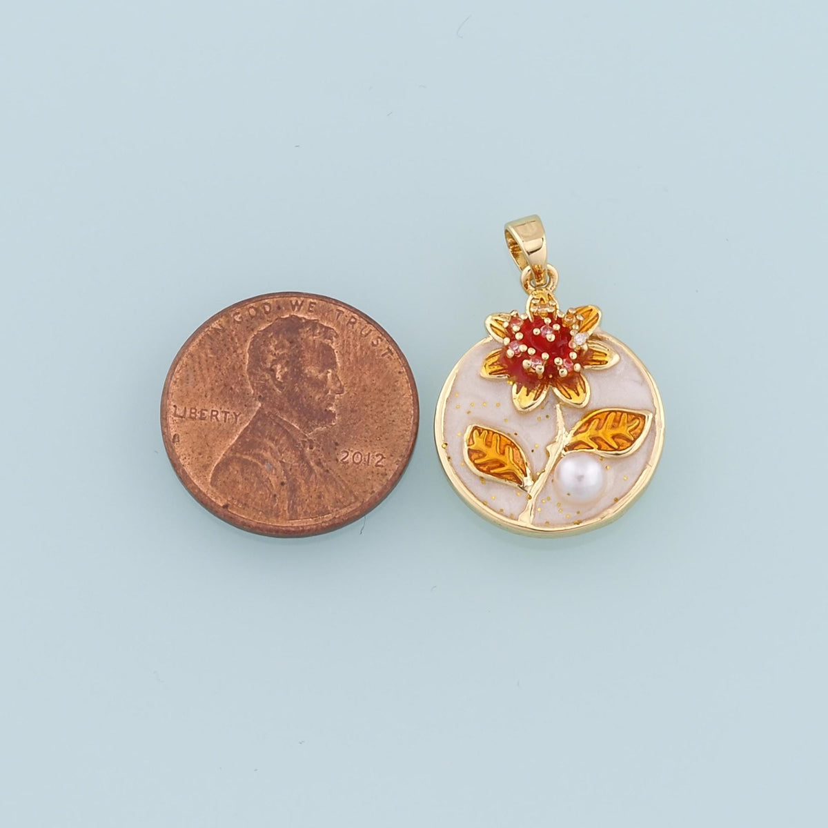 Gold Flower Charms,18K Gold Filled Flower Pendant,Enamel Flower Charm Bracelet Necklace for DIY Jewelry Making Supply