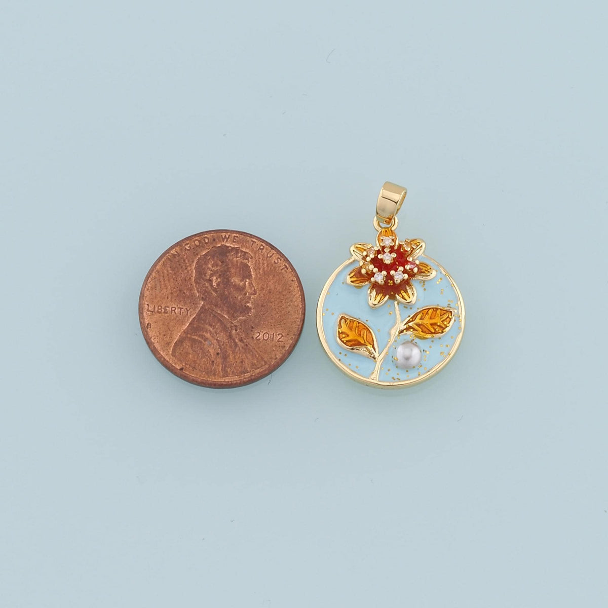 Gold Flower Charms,18K Gold Filled Flower Pendant,Enamel Flower Charm Bracelet Necklace for DIY Jewelry Making Supply