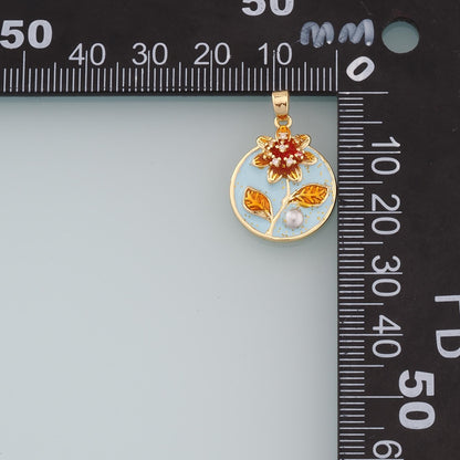 Gold Flower Charms,18K Gold Filled Flower Pendant,Enamel Flower Charm Bracelet Necklace for DIY Jewelry Making Supply