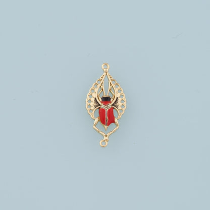 Gold beetle Charms,18K Gold Filled beetle Pendant,Enamel beetle Charm Bracelet Necklace for DIY Jewelry Making Supply