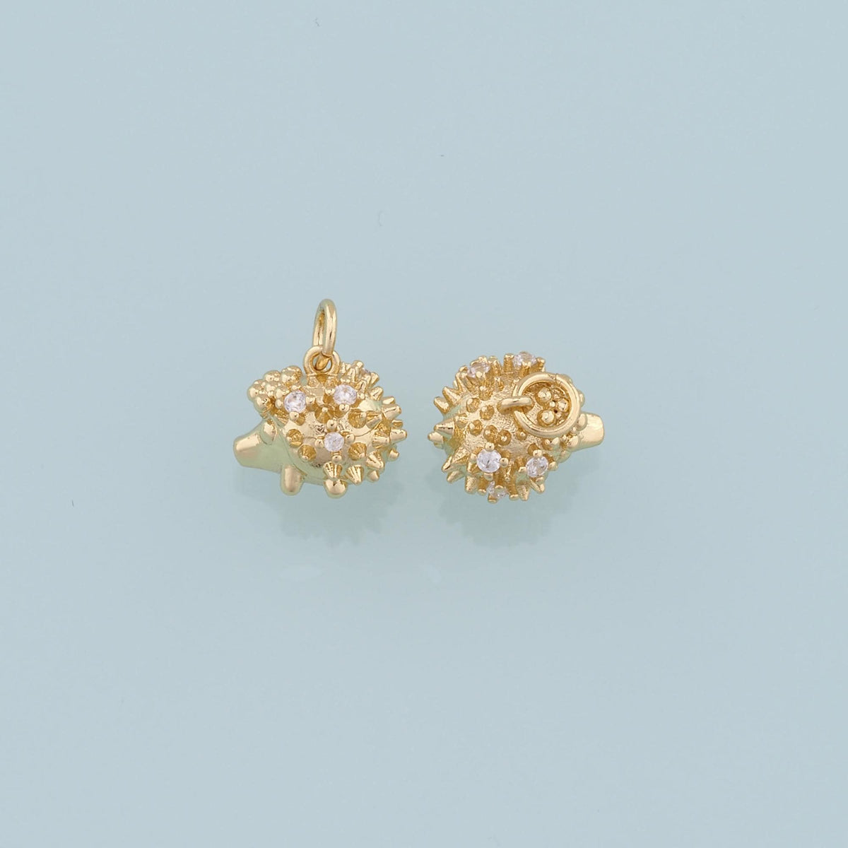 Gold Hedgehog Charms,18K Gold Filled Hedgehog Pendant,CZ Animal Charm Bracelet Necklace for DIY Jewelry Making Supply