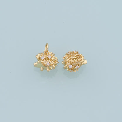 Gold Hedgehog Charms,18K Gold Filled Hedgehog Pendant,CZ Animal Charm Bracelet Necklace for DIY Jewelry Making Supply