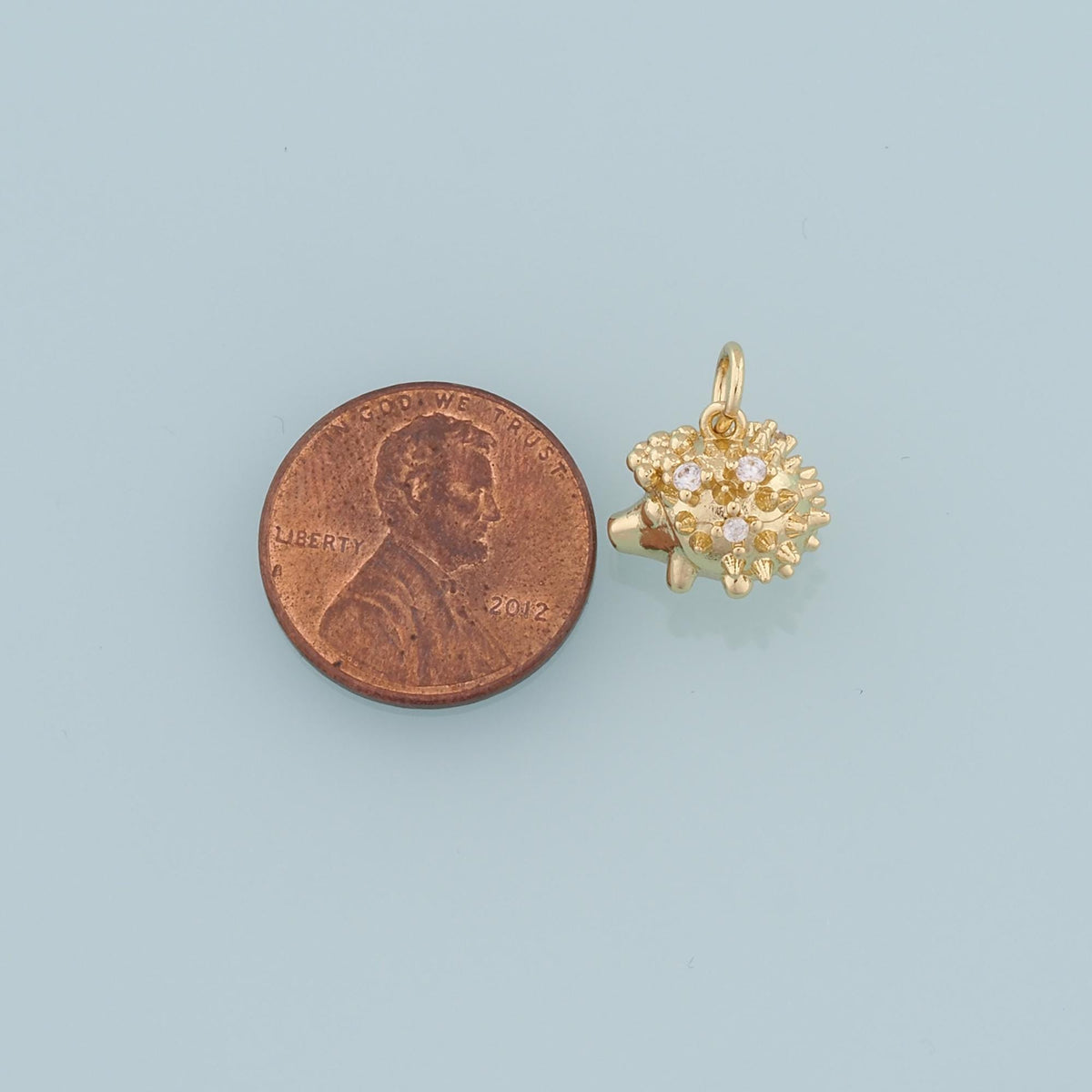 Gold Hedgehog Charms,18K Gold Filled Hedgehog Pendant,CZ Animal Charm Bracelet Necklace for DIY Jewelry Making Supply