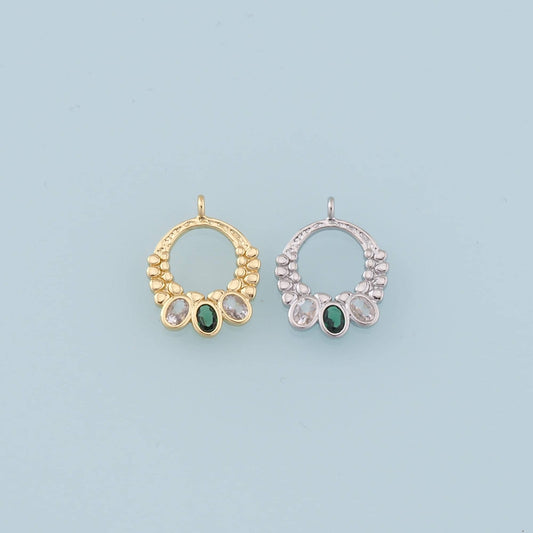 Gold Ring Charms,18K Gold Filled Conch Crystal Pendant,Hoop Shell Charm Bracelet Necklace for DIY Jewelry Making Supply