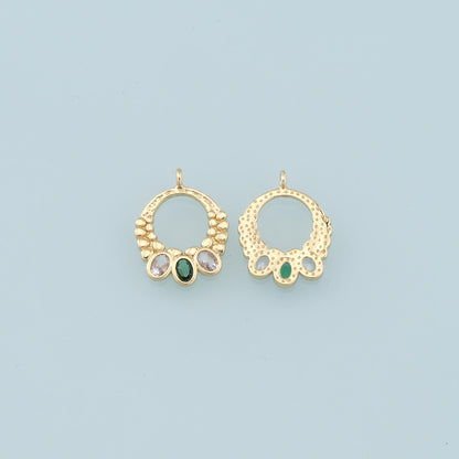 Gold Ring Charms,18K Gold Filled Conch Crystal Pendant,Hoop Shell Charm Bracelet Necklace for DIY Jewelry Making Supply