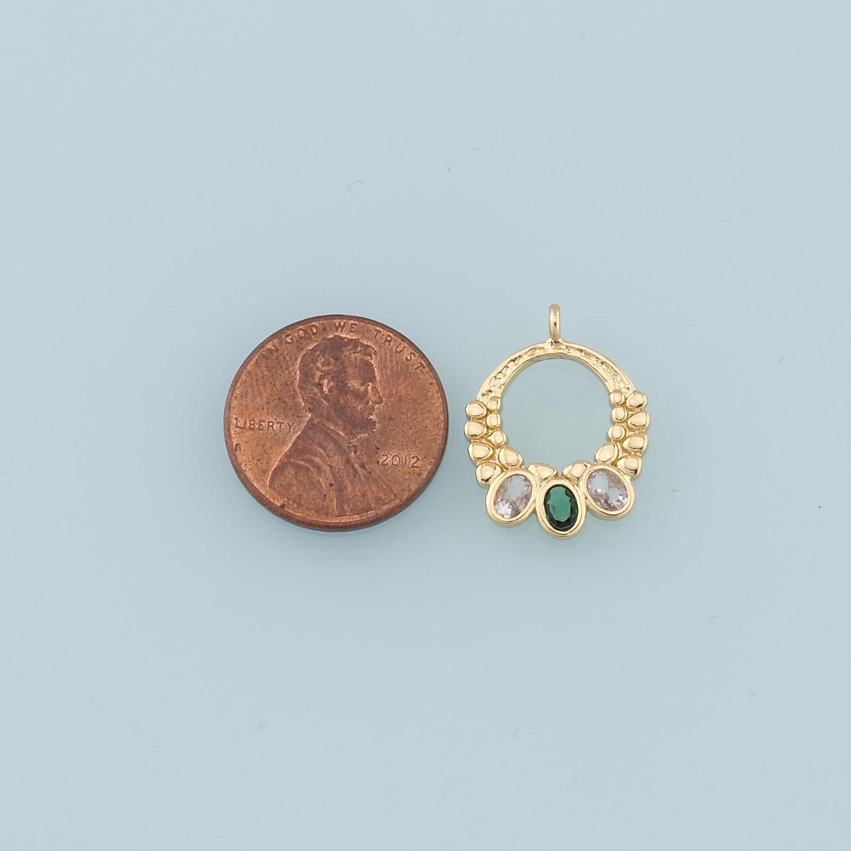 Gold Ring Charms,18K Gold Filled Conch Crystal Pendant,Hoop Shell Charm Bracelet Necklace for DIY Jewelry Making Supply
