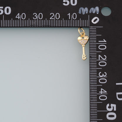Gold Heart Key Charms,18K Gold Filled Key Pendant,Key Charm Bracelet Necklace for DIY Jewelry Making Supply