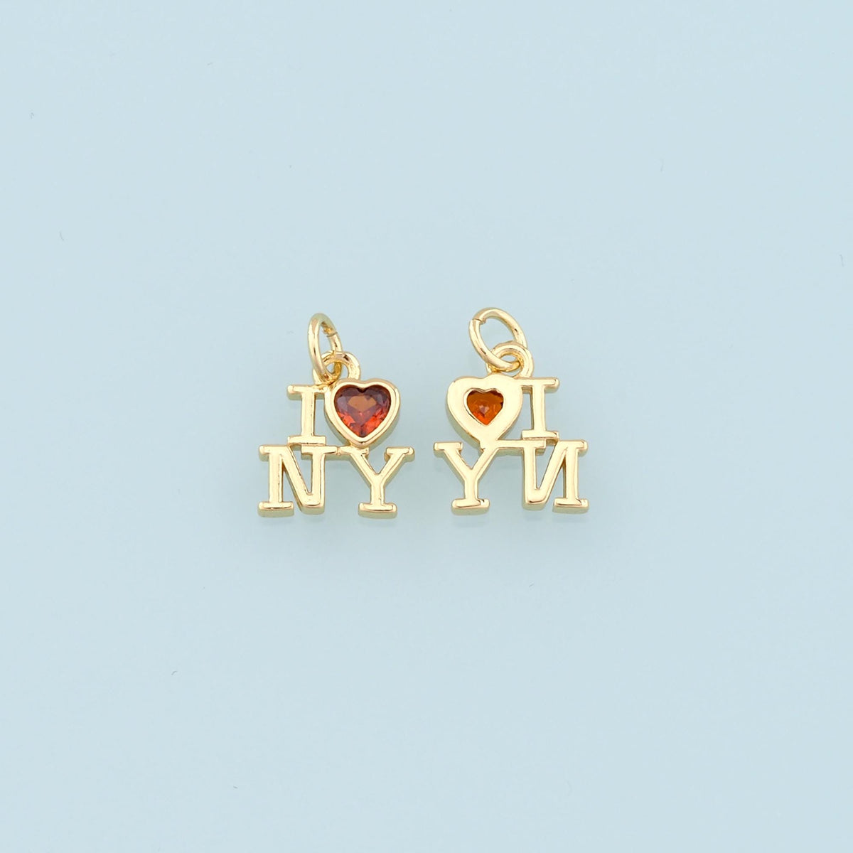 Gold I love New York Charms,18K Gold Filled New York Pendant,New York Charm Bracelet Necklace for DIY Jewelry Making Supply