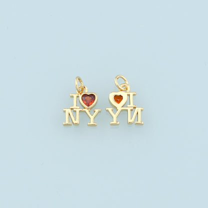 Gold I love New York Charms,18K Gold Filled New York Pendant,New York Charm Bracelet Necklace for DIY Jewelry Making Supply