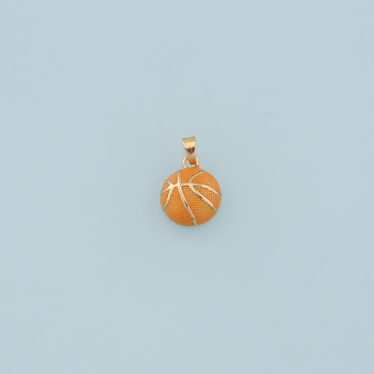 18K Gold Filled Basketball Pendant,Enamel Ball Charm Bracelet Necklace for DIY Jewelry Making Supply