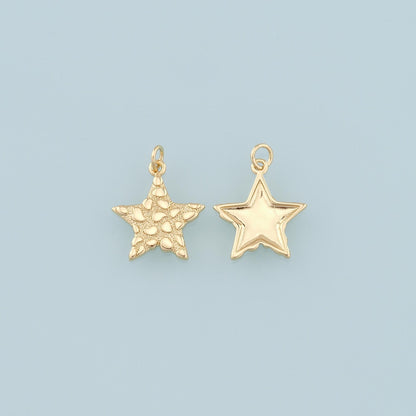 18K Gold Filled Star Pendant,Star Charm Bracelet Necklace for DIY Jewelry Making Supply