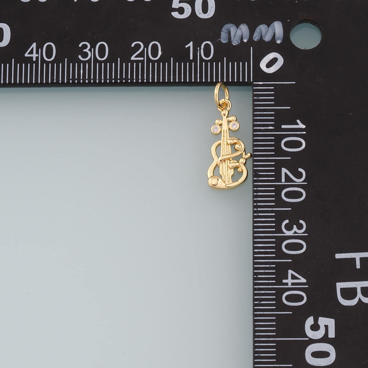 Gold Guitar Charms,18K Gold Filled CZ Micro Pave Guitar Pendant,Music Charm Bracelet Necklace for DIY Jewelry Making Supply