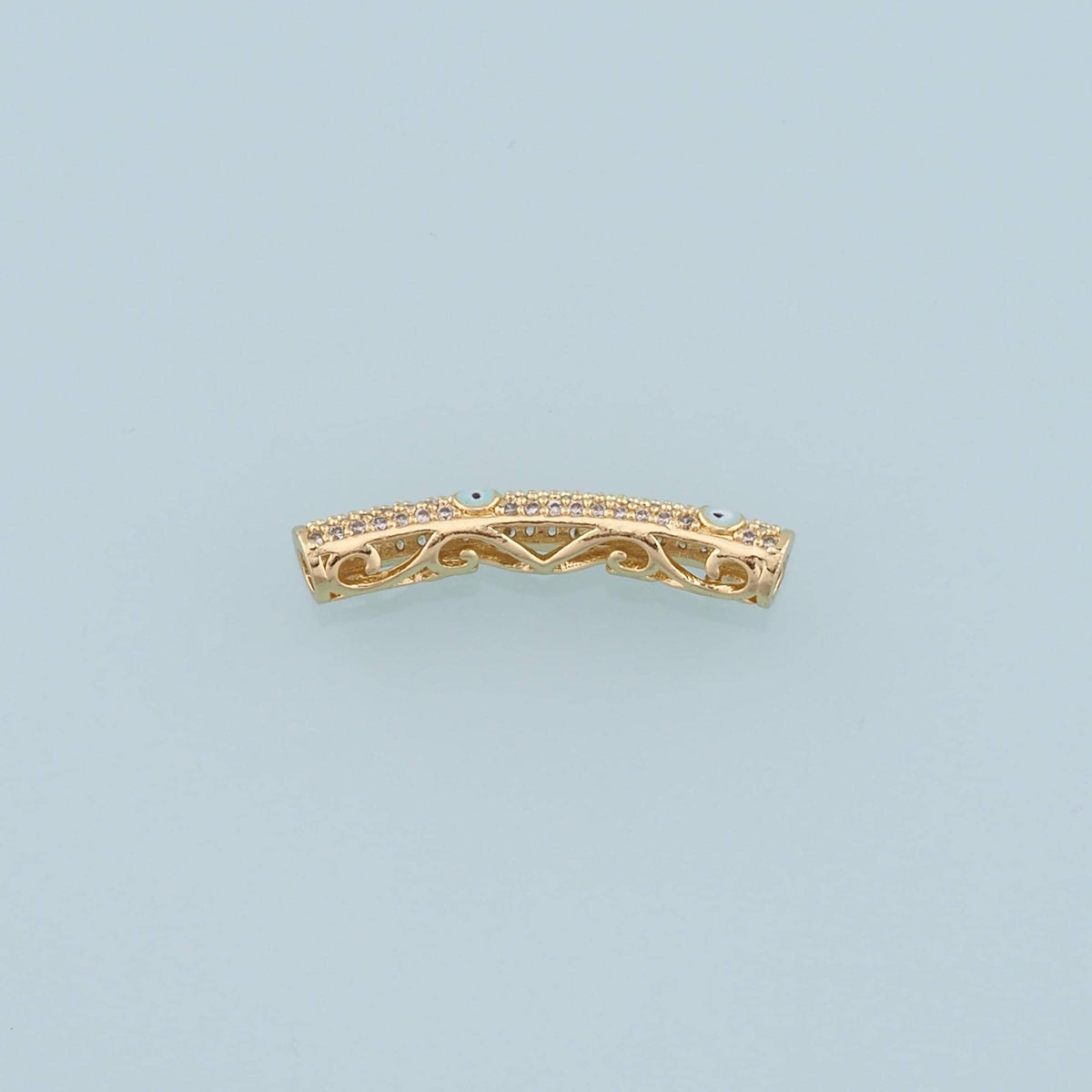 Gold Tube Bead Charms,18K Gold Filled Evil Eye spacer beads Bracelet Necklace for DIY Jewelry Making Supply
