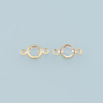 Gold Round Connector Charms,18K Gold Filled Round Pendant,Crystal Charm Bracelet Necklace for DIY Jewelry Making Supply