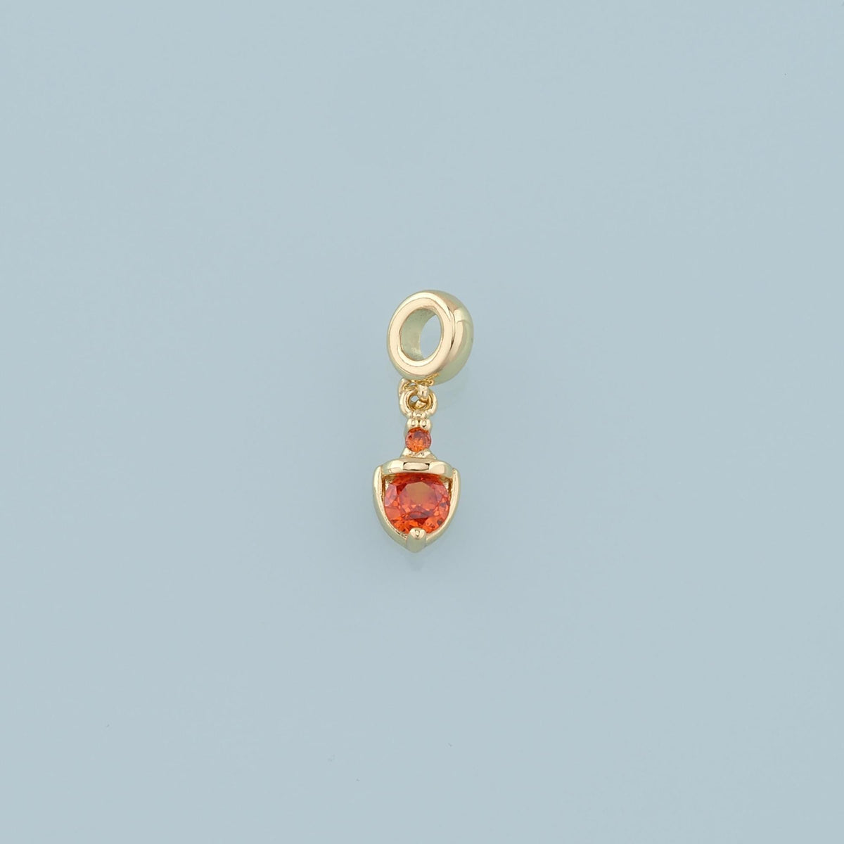 Gold Crystal Charm,18K Gold Filled Orange Crystal Pendant Bracelet Necklace for DIY Jewelry Making Supply