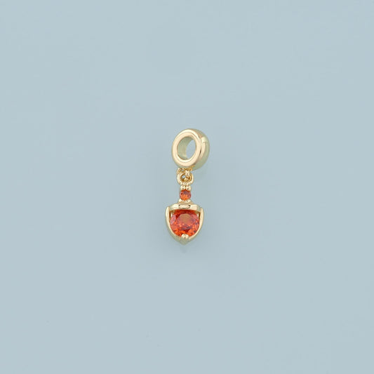 Gold Crystal Charm,18K Gold Filled Orange Crystal Pendant Bracelet Necklace for DIY Jewelry Making Supply