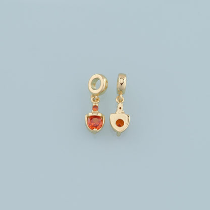 Gold Crystal Charm,18K Gold Filled Orange Crystal Pendant Bracelet Necklace for DIY Jewelry Making Supply