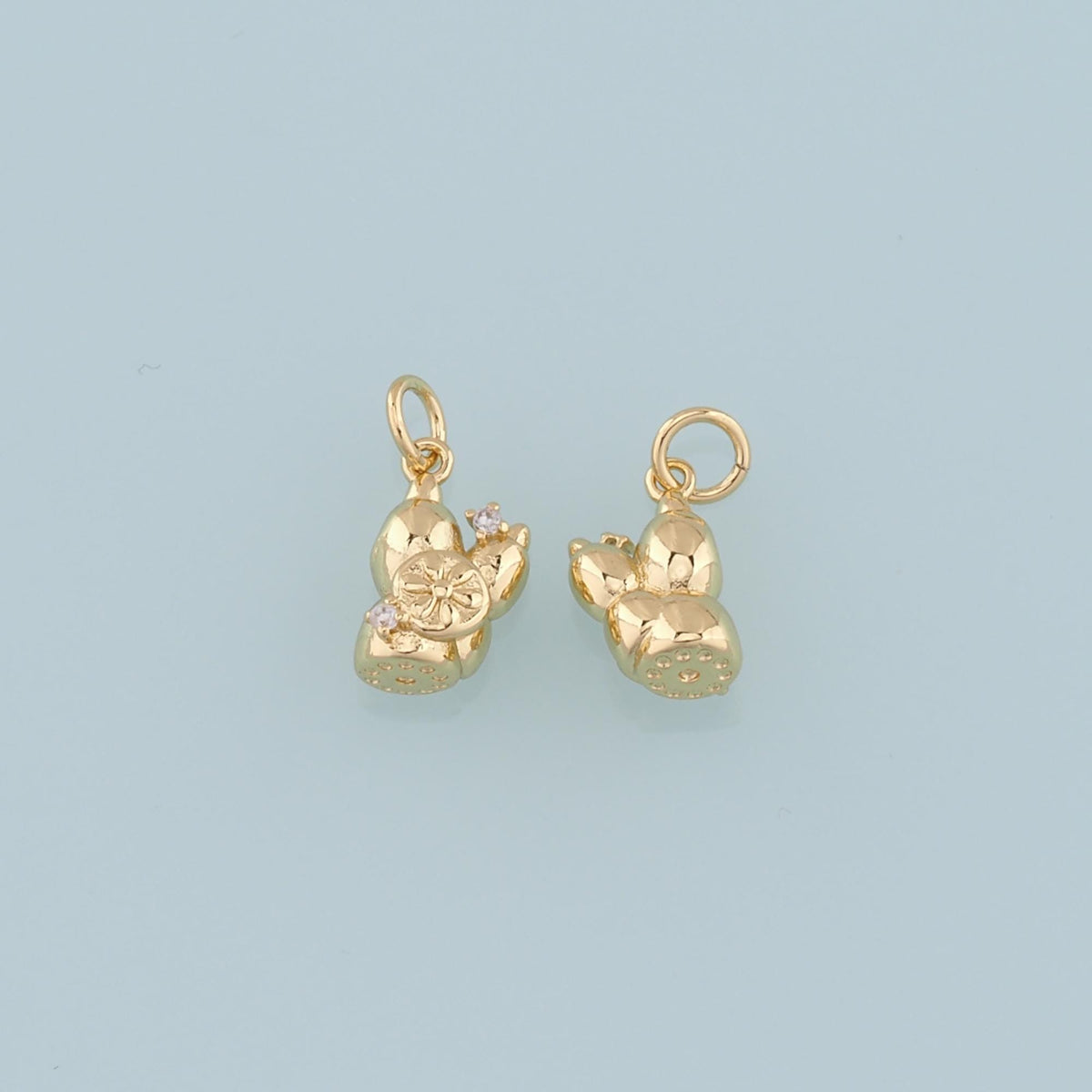 Gold Lotus Root Charms,18K Gold Filled Lotus Root Pendant,Vegetable Charm Bracelet Necklace for DIY Jewelry Making Supply