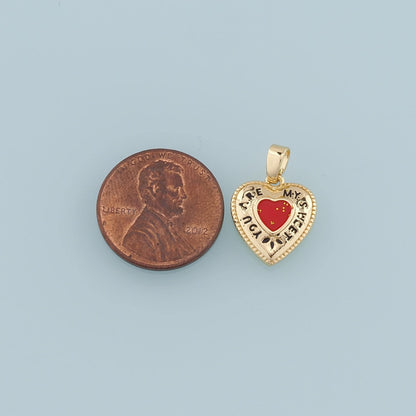 18K Gold Filled Heart Enamel Charm Pendant for Jewelry Making