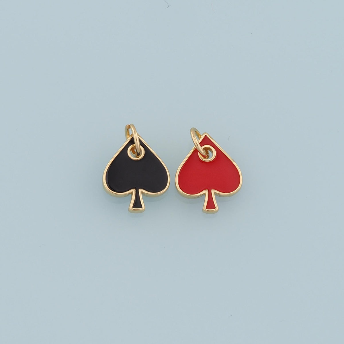 Gold Poker Charms,18K Gold Filled Poker Pendant,Enamel Heart of Spades Card Charm Bracelet Necklace for DIY Jewelry Making Su