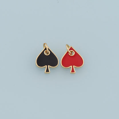 Gold Poker Charms,18K Gold Filled Poker Pendant,Enamel Heart of Spades Card Charm Bracelet Necklace for DIY Jewelry Making Su