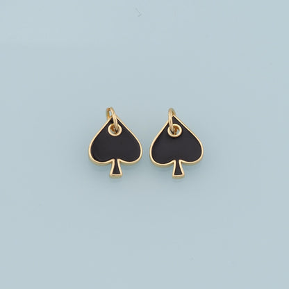 Gold Poker Charms,18K Gold Filled Poker Pendant,Enamel Heart of Spades Card Charm Bracelet Necklace for DIY Jewelry Making Su