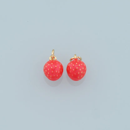 18K Gold Filled Strawberry Charm Pendant for Jewelry Making