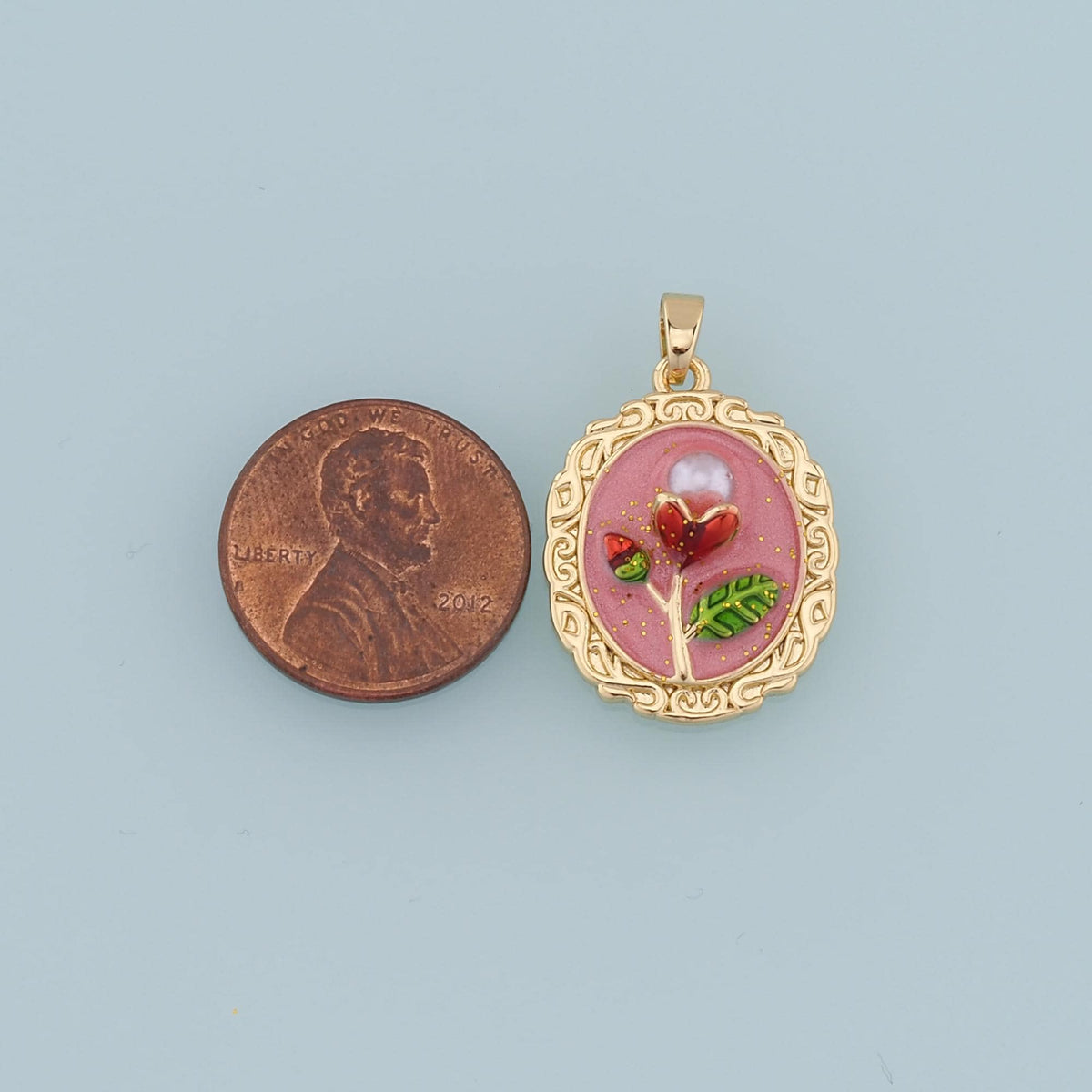 Gold Flower Charms,18K Gold Filled Flower Pendant,Enamel Flower Charm Bracelet Necklace for DIY Jewelry Making Supply