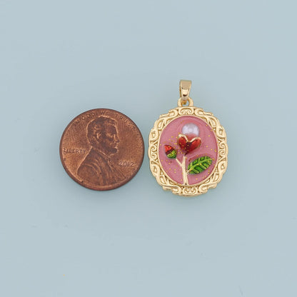 Gold Flower Charms,18K Gold Filled Flower Pendant,Enamel Flower Charm Bracelet Necklace for DIY Jewelry Making Supply