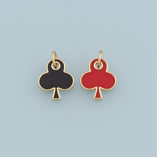Gold Poker Charms,18K Gold Filled Poker Pendant,Enamel Plum Blossom Charm Bracelet Necklace for DIY Jewelry Making Supply